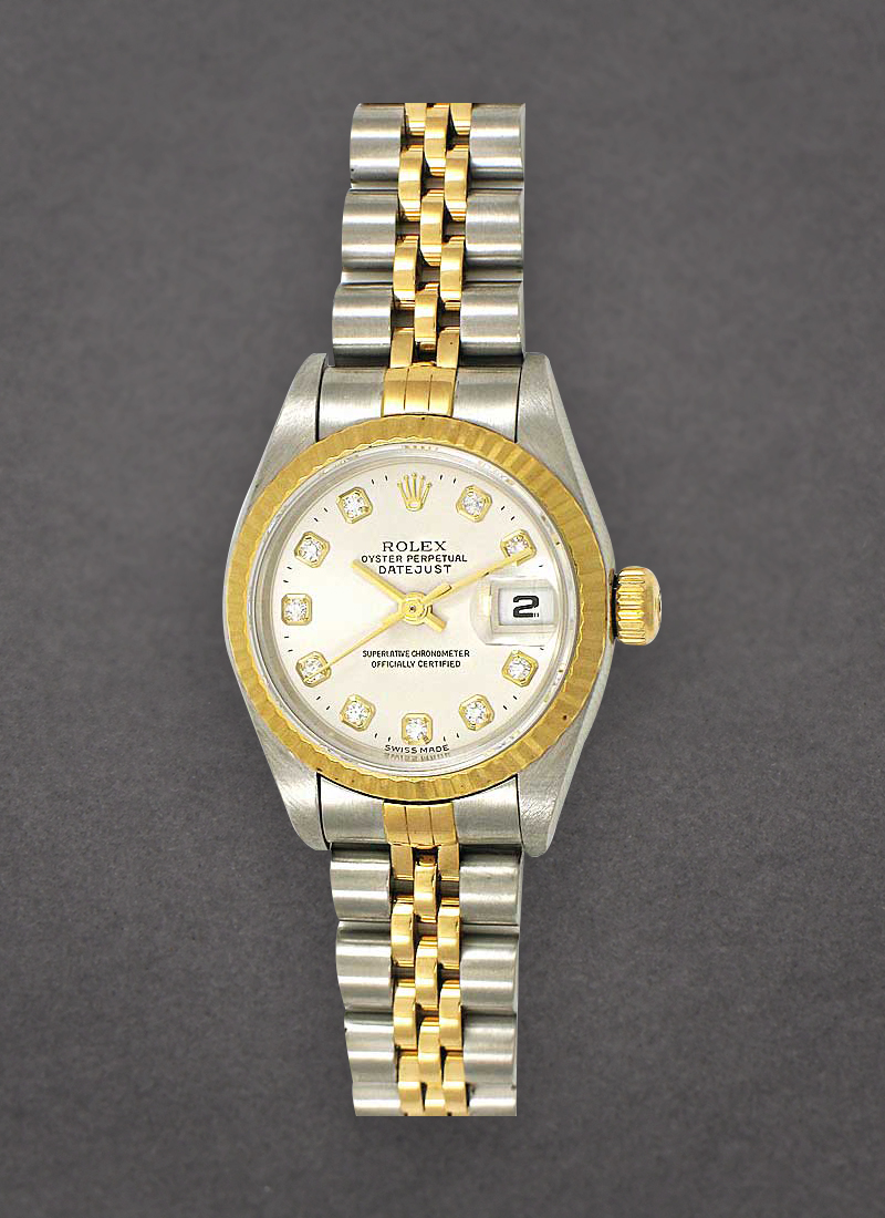 Pre-Owned Rolex Datejust Lady''s in Steel with Yellow Gold Fluted Bezel