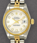 Datejust Lady''s in Steel with Yellow Gold Fluted Bezel on Jubilee Bracelet with Silver Diamond Dial