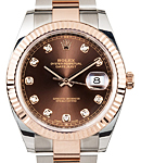 Datejust || 41mm in Steel with Rose Gold Fluted Bezel on Oyster Bracelet with Chocolate Diamond Dial