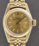 Oyster Perpetual No Date Lady's in Yellow Gold with Fluted Bezel on Jubilee Bracelet with Champagne stick Dial