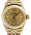 Oyster Perpetual No Date Lady's in Yellow Gold with Fluted Bezel on Jubilee Bracelet with Champagne stick Dial