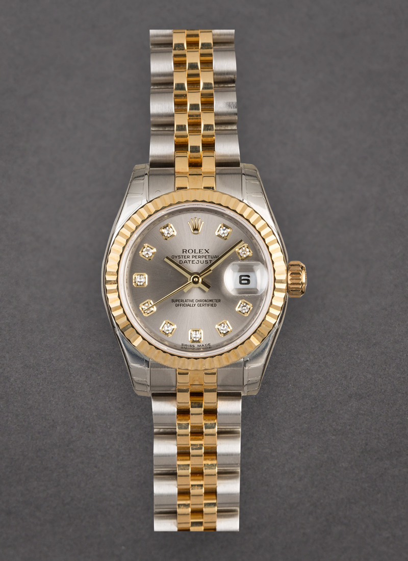 Pre-Owned Rolex Datejust Ladies in Steel with Yellow Gold Fluted Bezel 