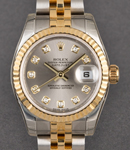 Datejust Ladies in Steel with Yellow Gold Fluted Bezel  on Steel and Yellow Gold Jubilee Bracelet with Slate Diamond Dial