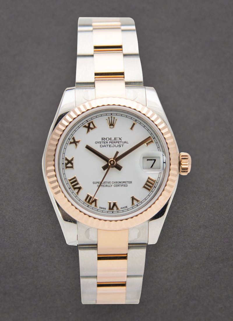 Pre-Owned Rolex Datejust Lady's 31mm in Steel with Rose Gold Fluted Bezel