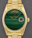 Datejust Lady's President in Yellow Gold with Fluted Bezel on President Bracelet with Green Malachite Dial