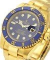 Submariner in Yellow Gold with Blue Engraved Bezel on Oyster Bracelet with Blue Serti Diamond Dial