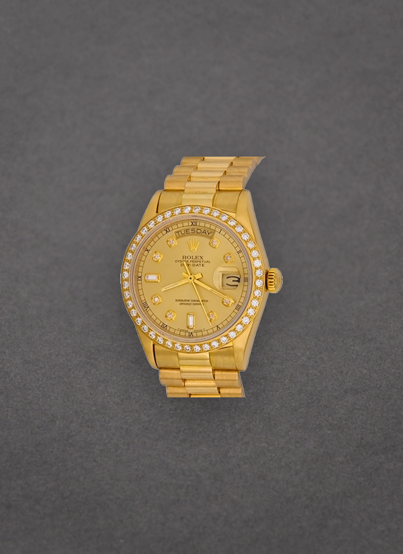 Pre-Owned Rolex President - Day-Date - 36mm - Yellow Gold - Diamond Bezel