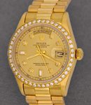 President - Day-Date - 36mm - Yellow Gold - Diamond Bezel on President Bracelet - Champagne Diamond Dial