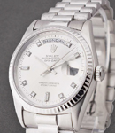 President - 36mm - White Gold - Fluted Bezel on President Bracelet - MOP Diamond Dial