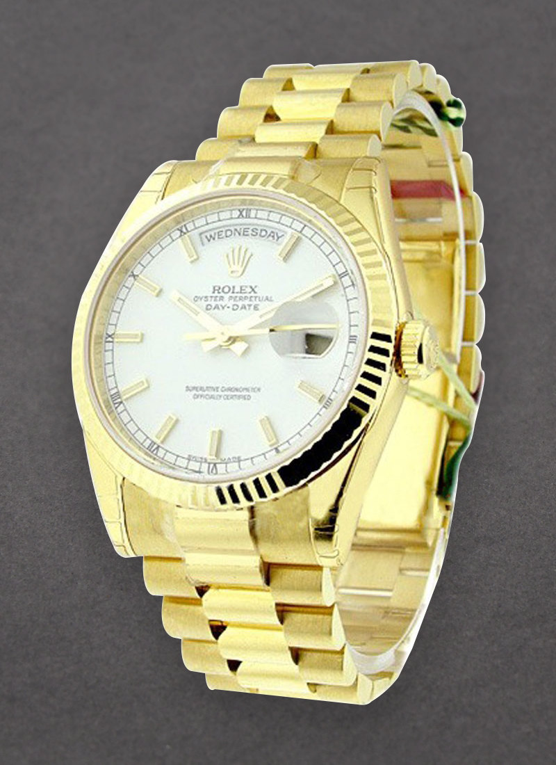 Pre-Owned Rolex President Day-Date 36mm in Yellow Gold with Fluted Bezel