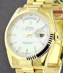 President Day-Date 36mm in Yellow Gold with Fluted Bezel on President Bracelet with White Stick Dial