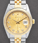 2-Tone Datejust 36mm with Yellow Gold Fluted Bezel on Jubilee Bracelet with Champagne Jubilee Diamond Dial