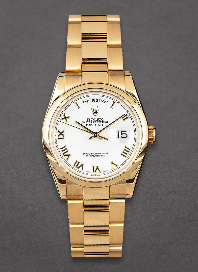 Pre-Owned Rolex Day Date President 36mm in Yellow Gold with Smooth Bezel