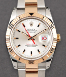 Datejust 36mm in Steel with Rose Gold Turn-o-graph Bezel on Oyster Bracelet with Silver Dial