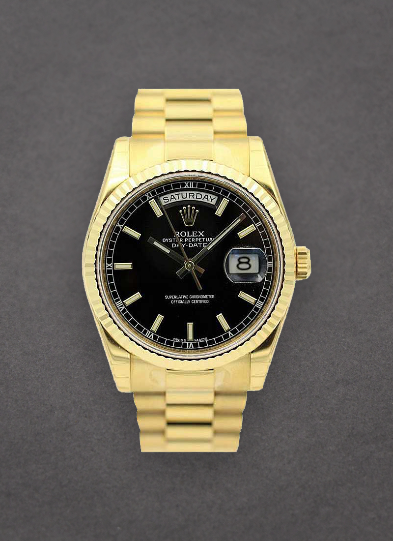 Pre-Owned Rolex Day Date President 36mm in Yellow Gold with Fluted Bezel