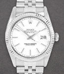 Datejust 36mm in Steel with White Gold Fluted Bezel on Steel Jubilee Bracelet with White Stick Dial