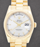 President Day-Date 36mm in Yellow Gold with Fluted Bezel on President Bracelet with Silver Stick Dial