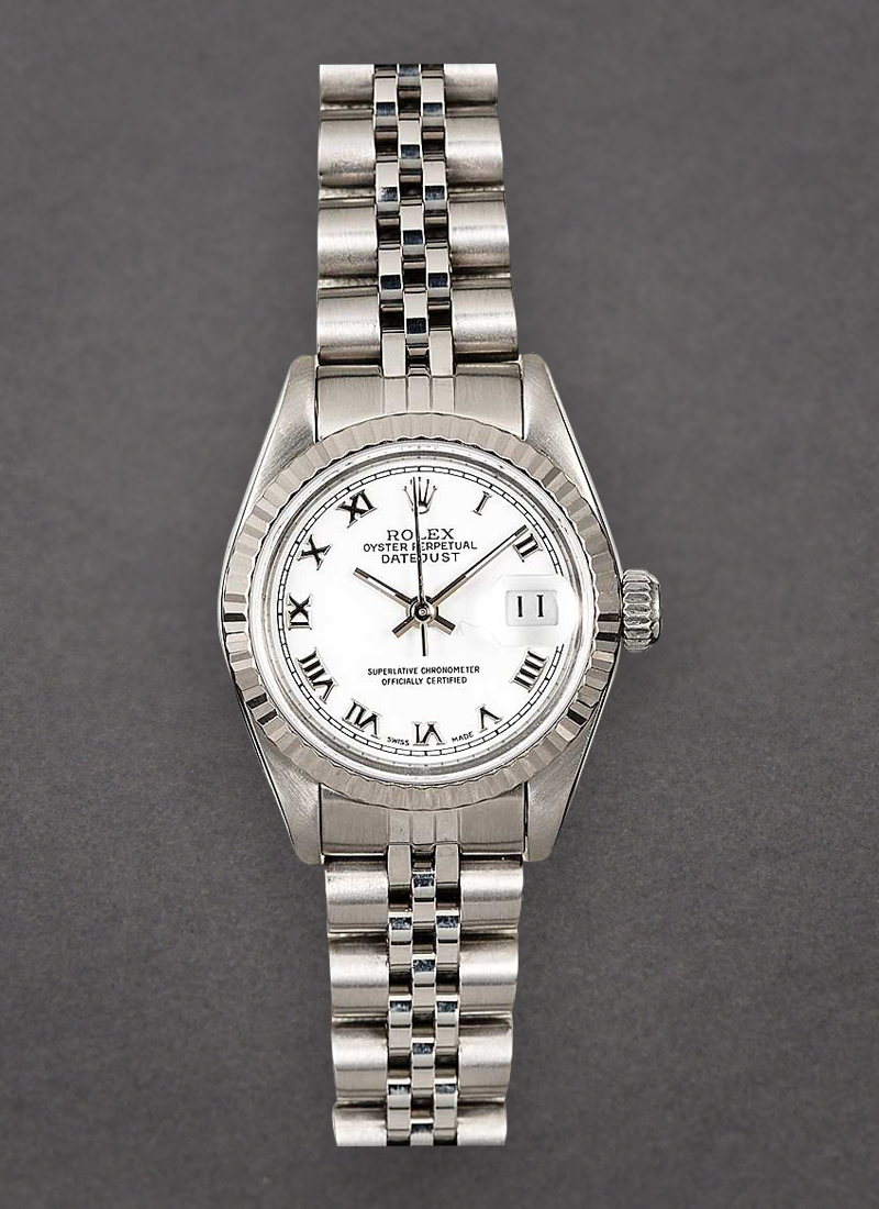 Pre-Owned Rolex Lady's Datejust 26mm in Steel with White Gold Fluted Bezel