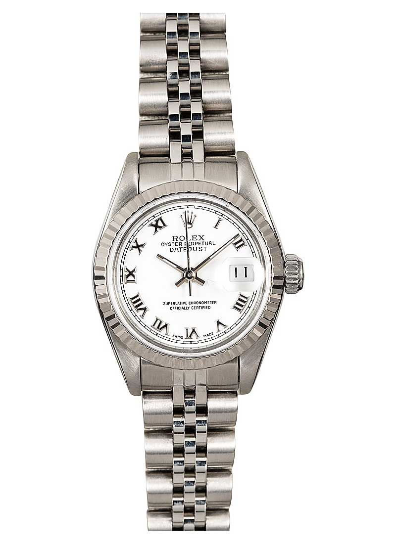 Pre-Owned Rolex Lady's Datejust 26mm in Steel with White Gold Fluted Bezel