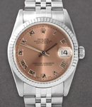 Mid Size Datejust 31mm in Steel with White Gold Fluted Bezel on Jubilee Bracelet with Pink Roman Dial