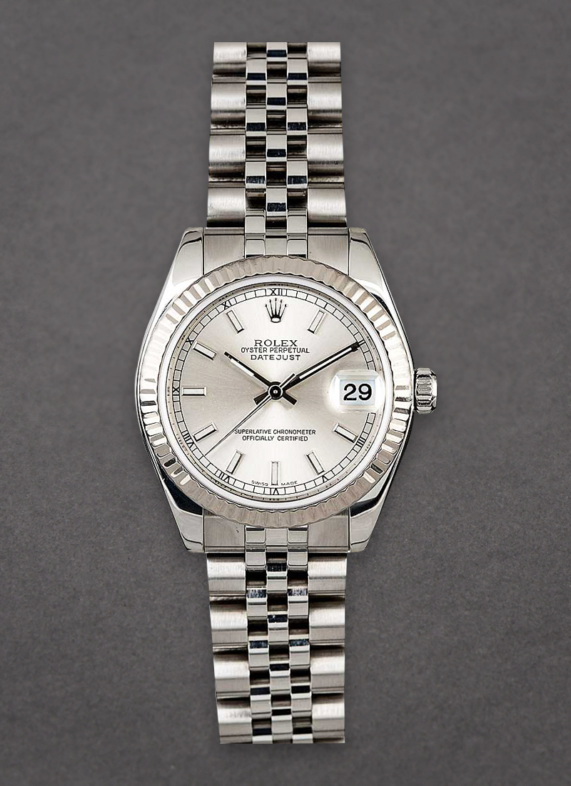 Pre-Owned Rolex Datejust Lady 31mm in Steel with White Gold Fluted Bezel