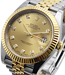 Datejust 41mm in Steel with Yellow Gold Fluted Bezel on Jubilee Bracelet with Champagne Diamond Dial