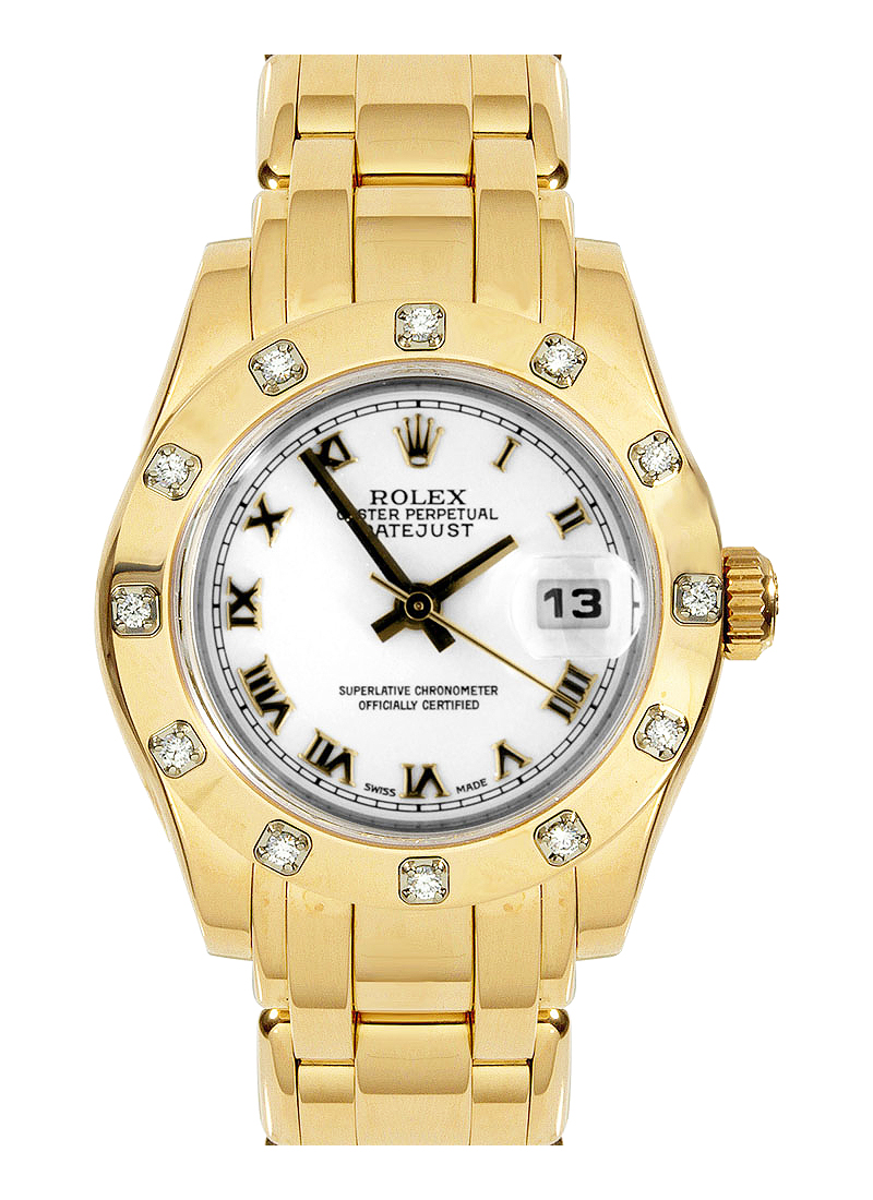 Pre-Owned Rolex Masterpiece 29mm Ladies in Yellow Gold with 12 Diamond Bezel