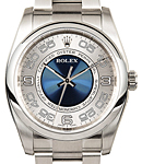 Oyster Perpetual 36mm in Steel with Smooth Bezel on Oyster Bracelet with Silver and Blue Concentric Dial