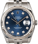 Datejust 36mm with White Gold Fluted Bezel   on Jubilee Bracelet with Blue Diamond Dial