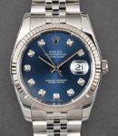 Datejust 36mm with White Gold Fluted Bezel   on Jubilee Bracelet with Blue Diamond Dial