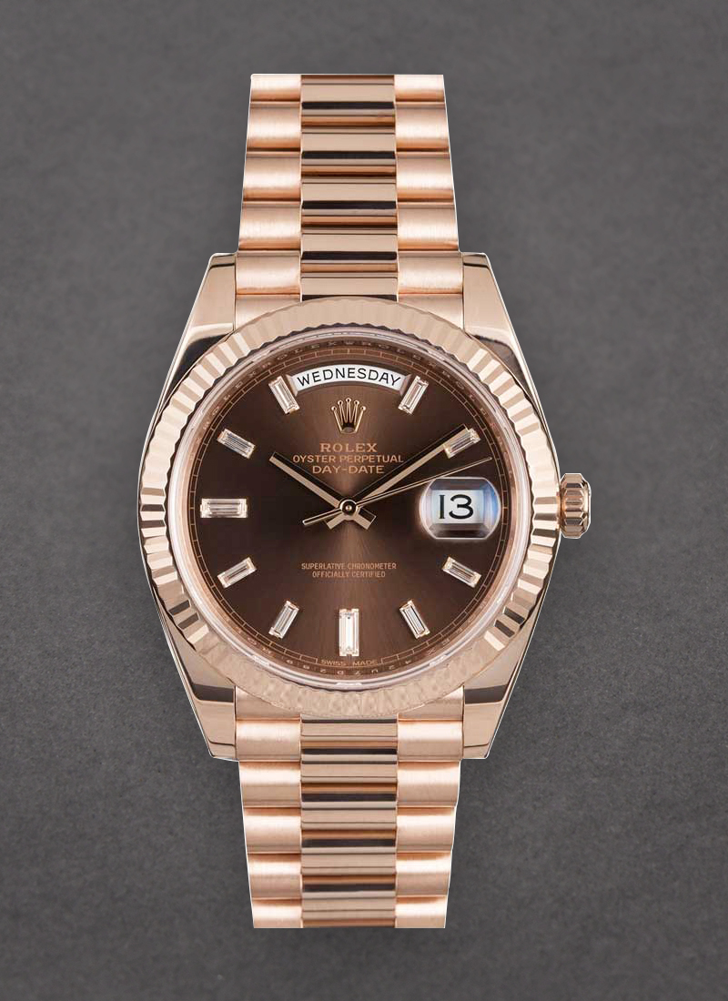 Pre-Owned Rolex President Day Date 40mm in Rose Gold with Fluted Bezel