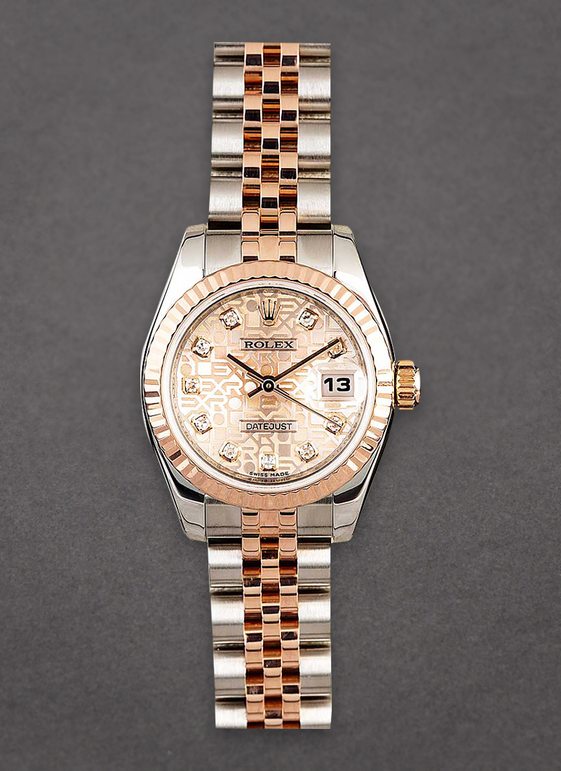 Pre-Owned Rolex DateJust 26mm in Steel with Rose Gold Fluted Bezel