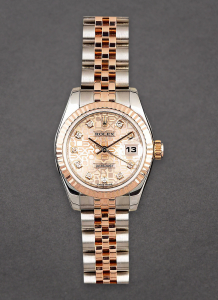 Pre-Owned Rolex 179171 DateJust 26mm in Steel with Rose Gold Fluted Bezel 179171