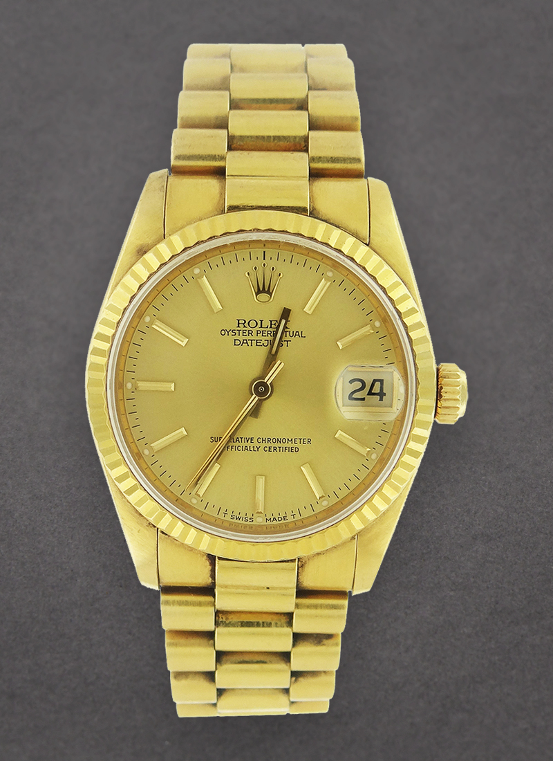 Pre-Owned Rolex Datejust 31mm in Yellow Gold with Fluted Bezel