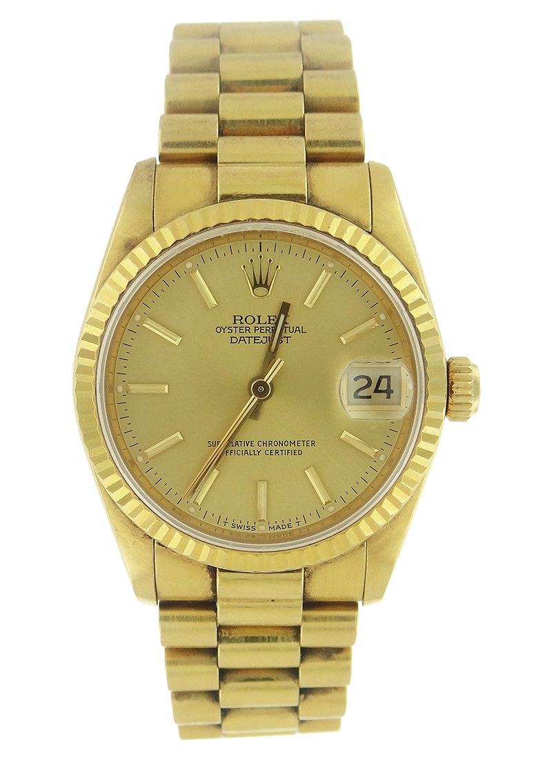 Pre-Owned Rolex Datejust 31mm in Yellow Gold with Fluted Bezel