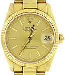 Datejust 31mm in Yellow Gold with Fluted Bezel on President Bracelet with Champagne Stick Dial
