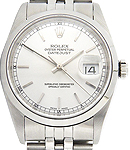 Datejust 36mm in Steel with Domed Bezel on Jubilee Bracelet with Silver Stick Dial