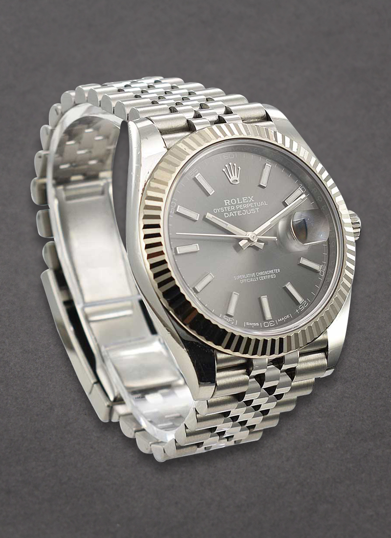 126334 used darkrhodium stick Rolex Datejust 2 41mm in Steel with Jubilee Bracelet Fluted Bezel Essential Watches