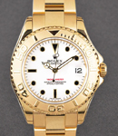 Yachtmaster Mid Size 35mm in Yellow Gold on Oyster Bracelet with White Dial Black Marker