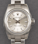 Ladies Oyster Perpetual No Date in Steel with Smooth Bezel on Oyster Bracelet with Silver Stick Dial