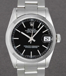 Datejust Midsize in Steel with Smooth Bezel on Steel Oyster Bracelet with Black Stick Dial