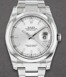 Datejust 36mm in Steel with Domed Bezel on Oyster Bracelet with Silver Stick Dial