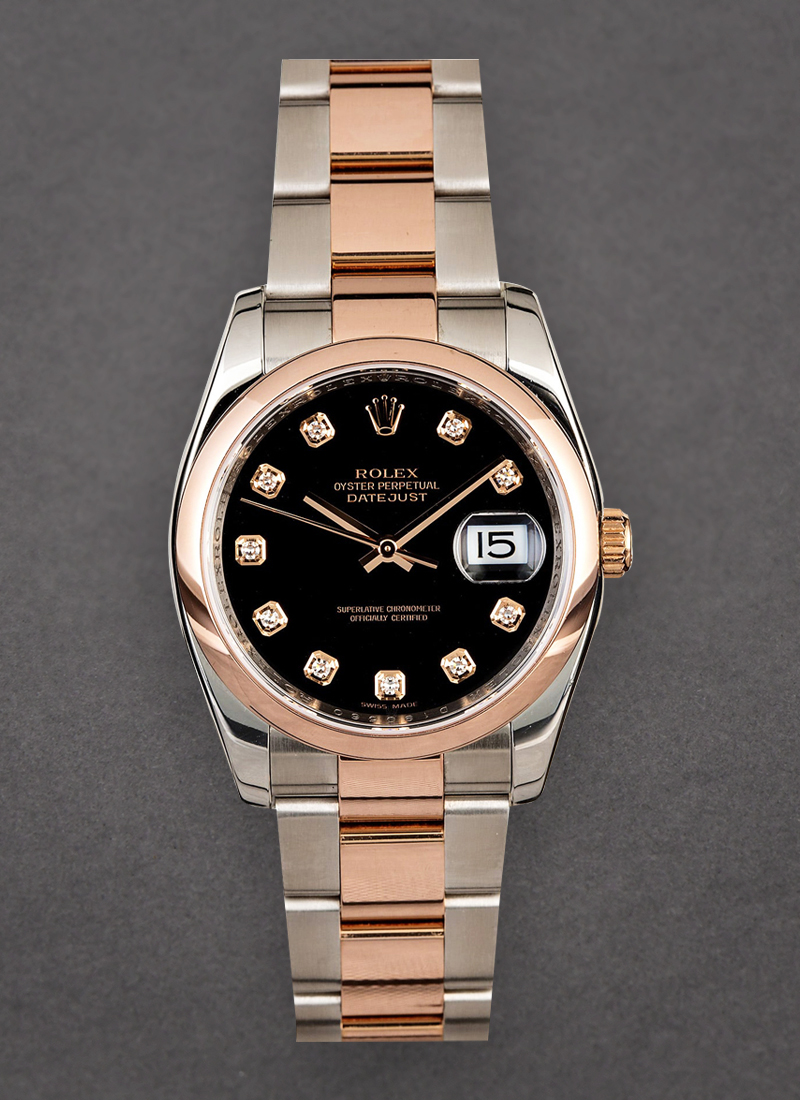 Pre-Owned Rolex Datejust 36mm in Steel with Rose Gold Smooth Bezel