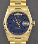 President - Day-Date - 36mm - Yellow Gold - Fluted Bezel on - President Bracelet - Blue Stick Dial