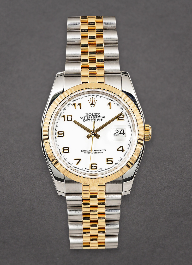 Pre-Owned Rolex 2-Tone Datejust 36mm in Steel with Yellow Gold Fluted Bezel