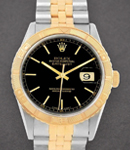 2-Tone Datejust 36mm with Yellow Gold Thunderbird Bezel on jubilee Bracelet with Black Stick Dial