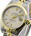 Datejust 26mm Ladies in Steel with Yellow Gold Fluted Bezel on Bracelet with Silver Stick Dial