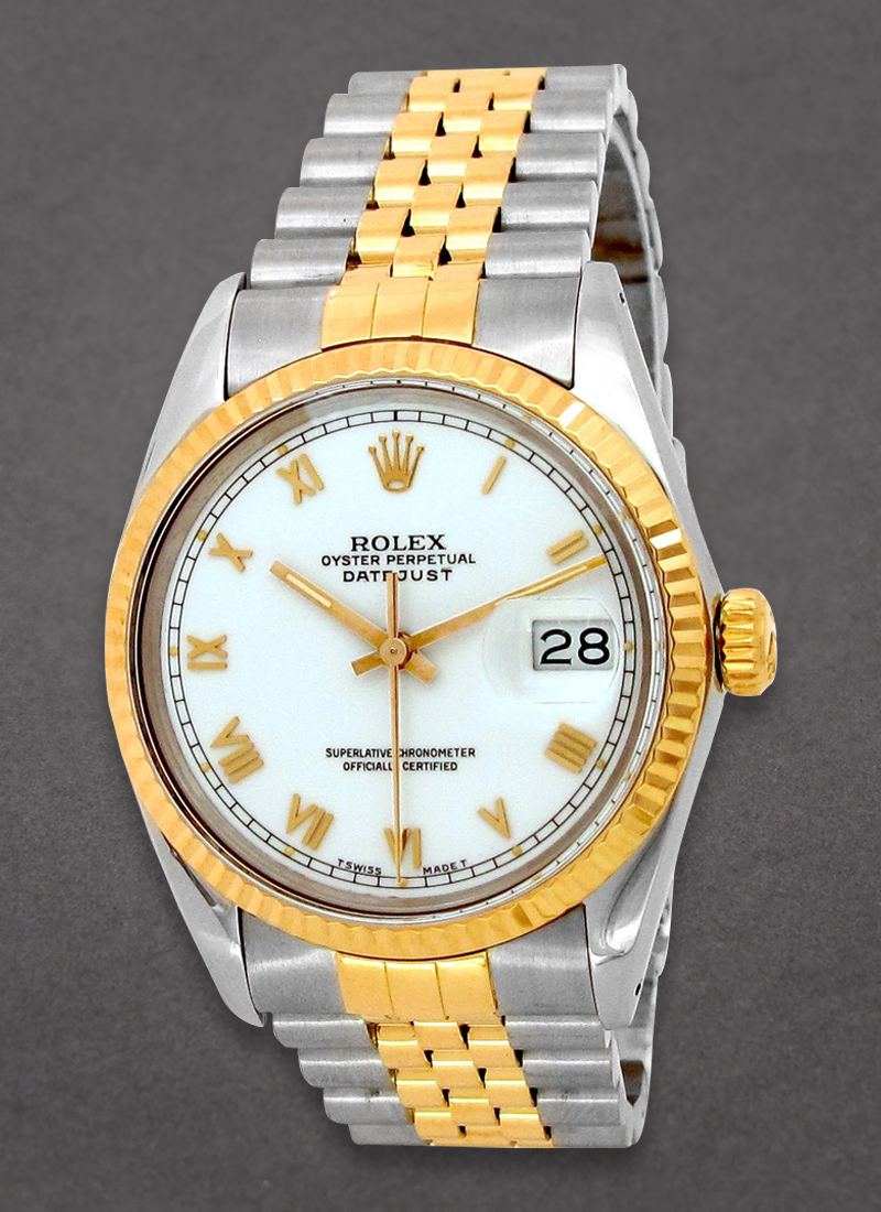 Pre-Owned Rolex Datejust 36mm in Steel with Yellow Gold Fluted Bezel