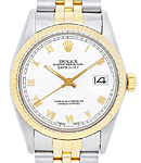 Datejust 36mm in Steel with Yellow Gold Fluted Bezel  on Jubilee Bracelet with White Roman Dial