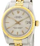 2-Tone Datejust 31mm with Fluted Bezel   on Jubilee Bracelet with Silver Tapestry Stick Dial